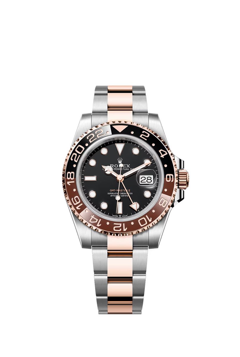 DailyWristWatch's tweet photo. The Rolex GMT Master II Root Beer (Oystersteel and Everose gold) is THE best Rolex and can be purchased at or even below retail on the grey market. Change my mind https://t.co/MYAXfB18ak