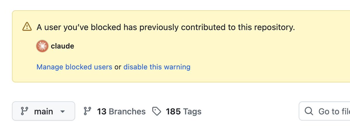 krzyzanowskim's tweet photo. if you block a github user, you are notified about it when visiting the project. I just found a use for it. https://t.co/ZCouhvdSN3