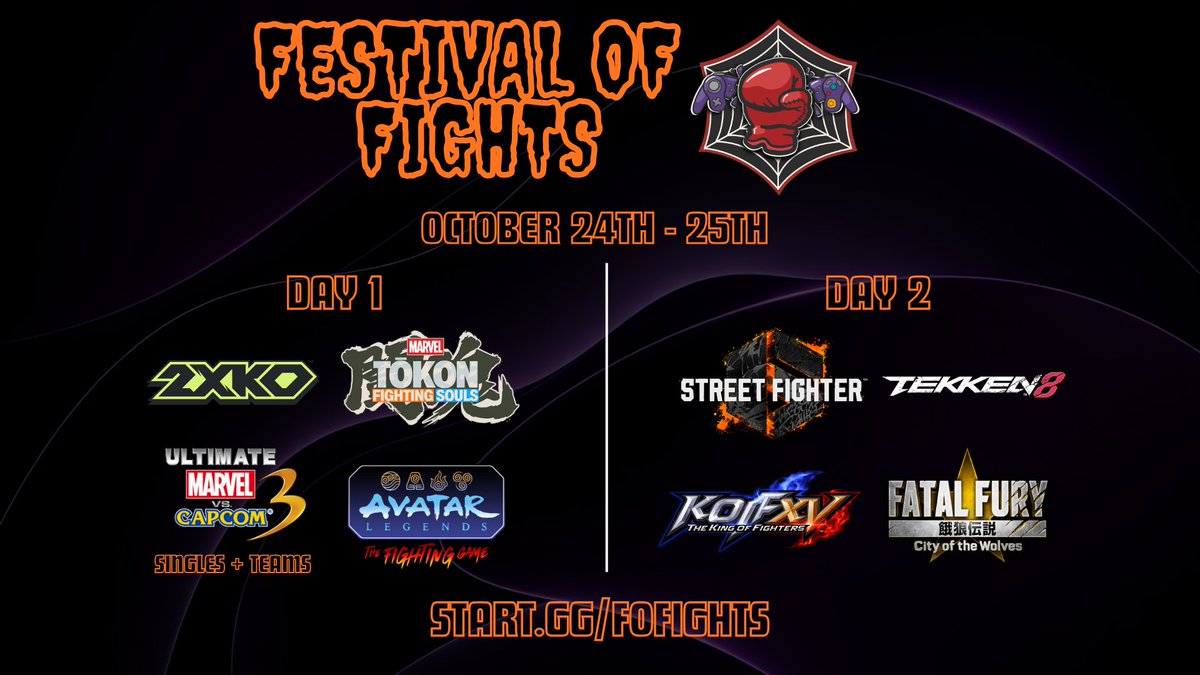 PlusFramesGG's tweet photo. π FESTIVAL OF FIGHTS VI π₯
Presented by @plusframesgg @rivgamelab
October 24th - 25th
Day 1:
#2XKO (Mixed) π€| #MarvelTokon πΈοΈ | #UMVC3 π¦Έ (Singles + Teams) | #AvatarLegends π¬οΈ
Day 2:
#SF6 π£οΈ | #TEKKEN8 π | #KOFXV π | #COTW πΊ
REGISTER @ https://t.co/FGugEW519r https://t.co/OfVZMvHrGU