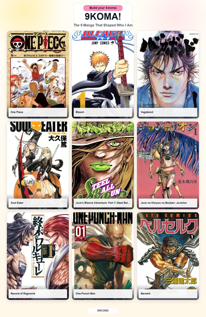 Genexrk3's tweet photo. top 9 anime + manga https://t.co/WHKvEWxs5P