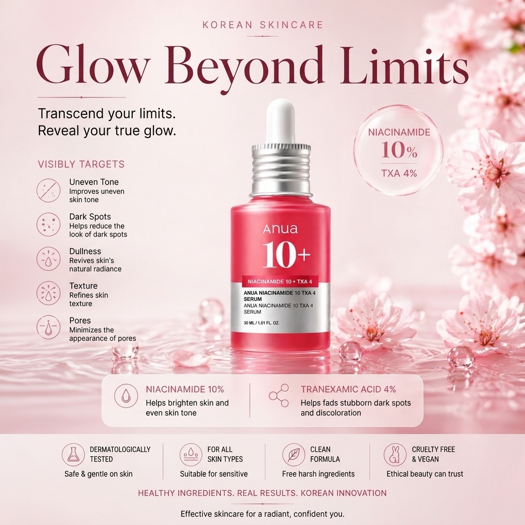 AftonBruen's tweet photo. Anua Niacinamide 10% + TXA 4% Serum: Brighten and smooth your complexion while targeting dark spots, uneven tone, dullness, and the appearance of pores. 30ml Korean skincare for a fresh, radiant glow. https://t.co/IYX9o148wg