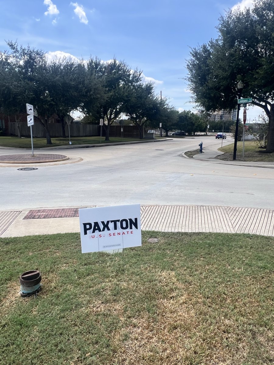 slocumfortexas's tweet photo. Another day out delivering @KenPaxtonTX signs and knocking doors across Harris County! 🤠 

If you’d like to hit doors for Ken or need a sign, reply below and i’ll DM you.   If you’re in Harris County, i’ll meet you or put the sign in your yard myself. 

God Bless America 🇺🇸 https://t.co/mluVStXuhv