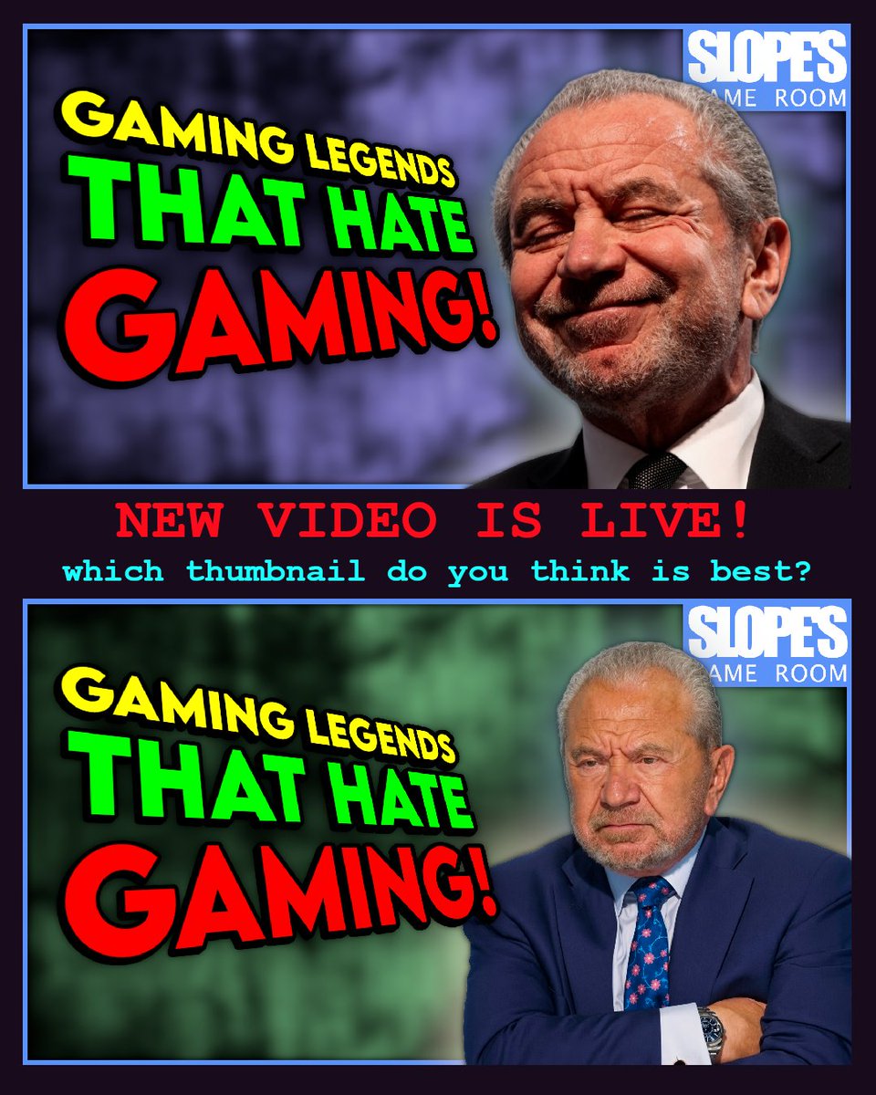 SlopesGameRoom's tweet photo. I have put both thumbnails up on YT, let's see which thumbnail you guys see and which one wins!

Who are you voting for, Smug Alan or Pissed Off Alan?

https://t.co/0b8wfgJHOd https://t.co/GCRVvLptFf