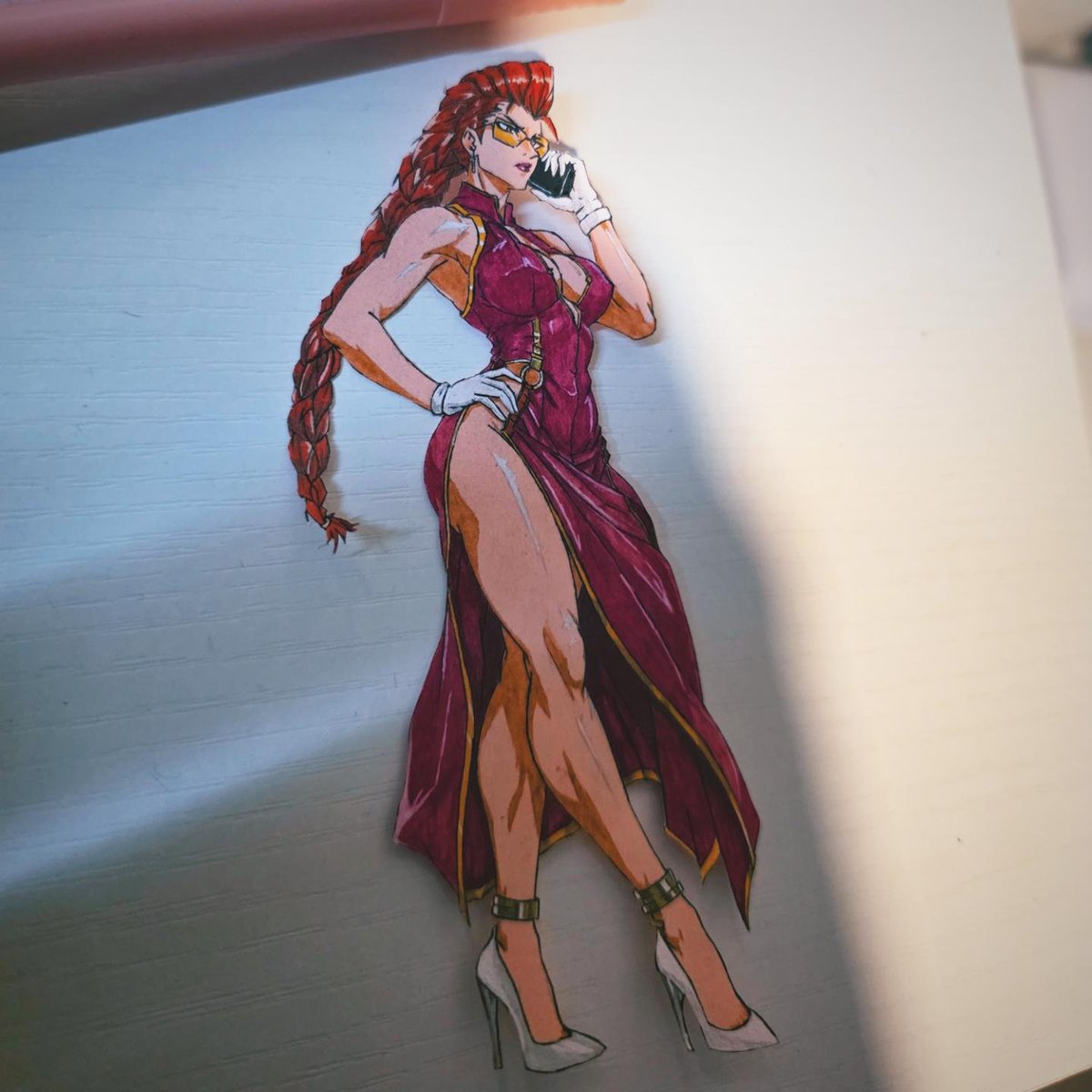 5hooter_McGavin's tweet photo. I drew C. Viper came out nice. #cviper #capcom #Streetfighter6 #postit #anime #art https://t.co/9BmiZGt0BV