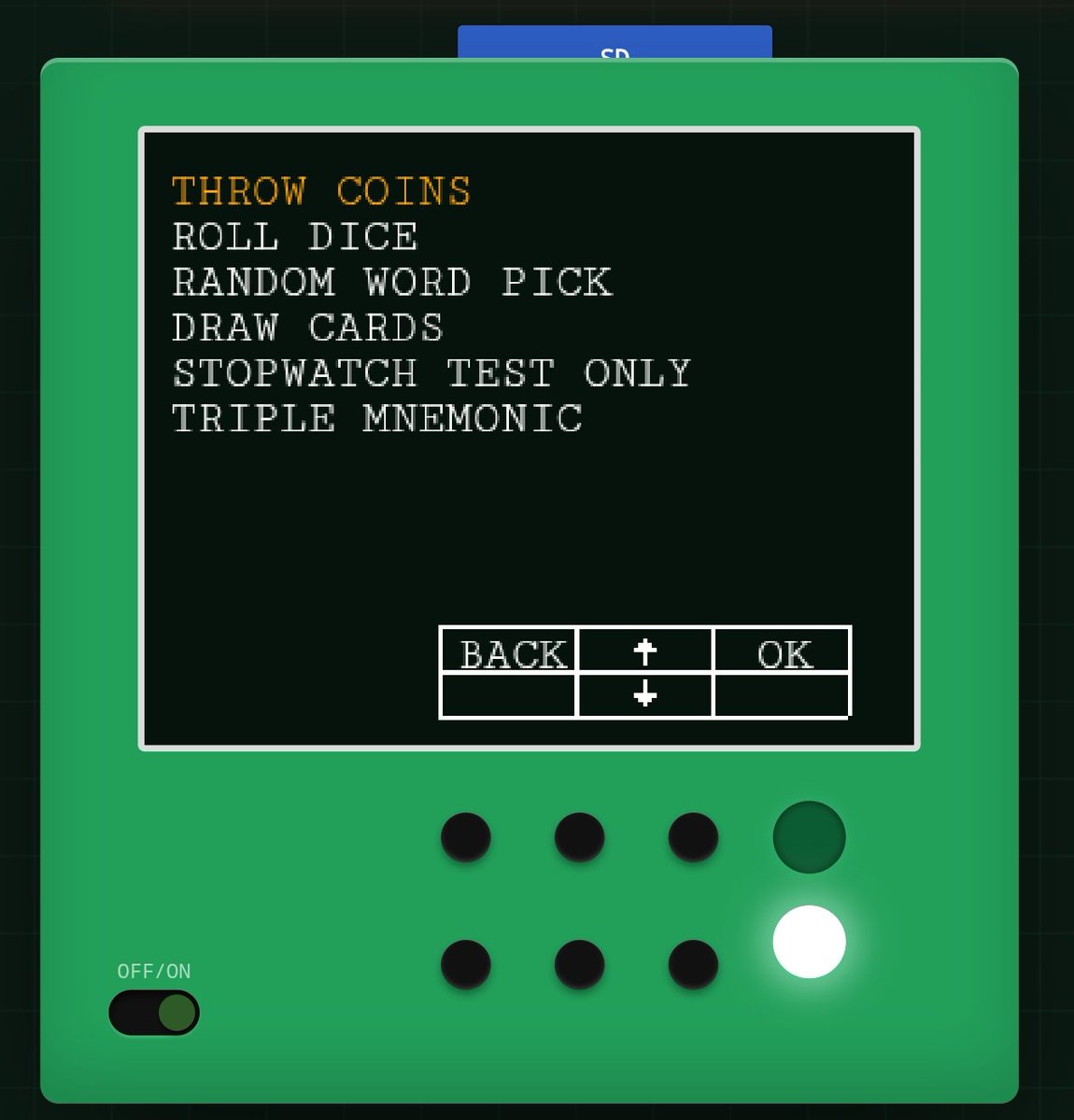 SeedMate_BTC's tweet photo. Seedmate doesn't implement a random number generator. Seeds are generated from real-world entropy (coins, dice, cards, word picking) and mixed with seedXOR if the user chooses to. The stopwatch timer is labeled "test only" because it's the only method the user cannot verify. https://t.co/RMT6n6xkpF