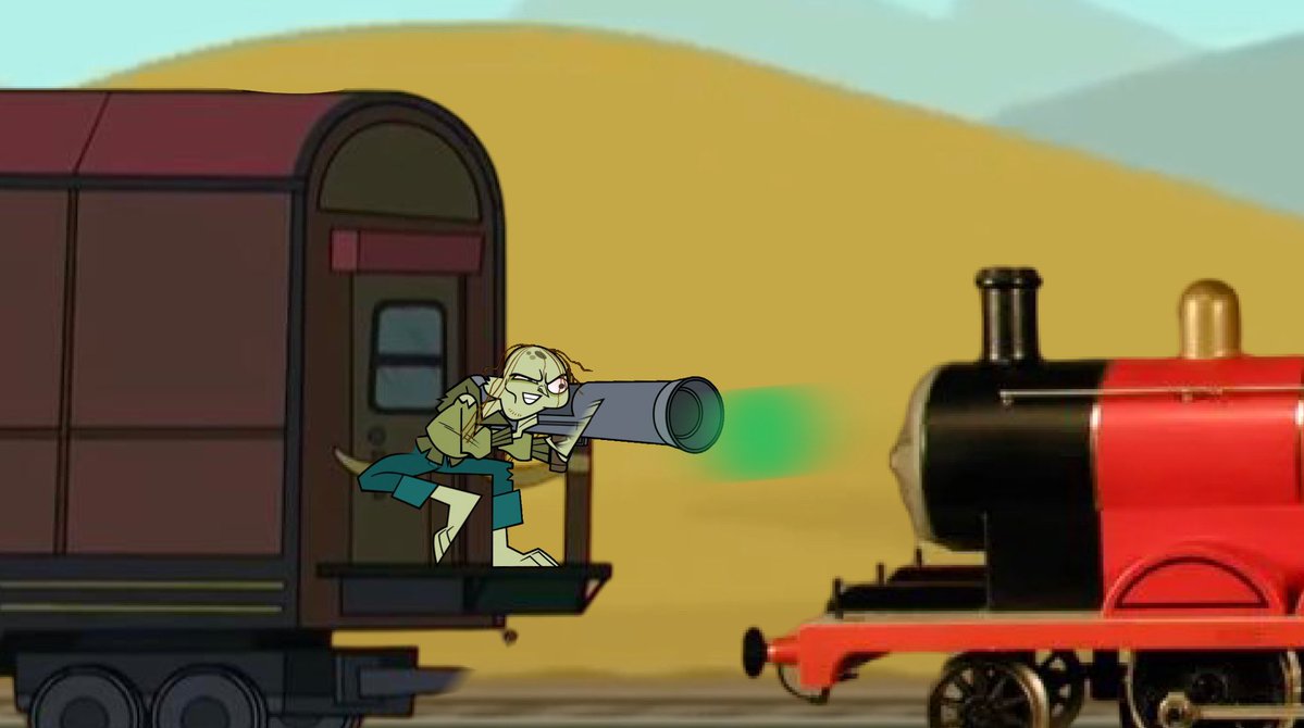 THISGAMESMINE's tweet photo. -The door to the train would open as Ezekiel popped his head out, growling loudly as suddenly he would pull out a bazooka-style paint gun and began firing towards James.- https://t.co/MmJIUQTNws