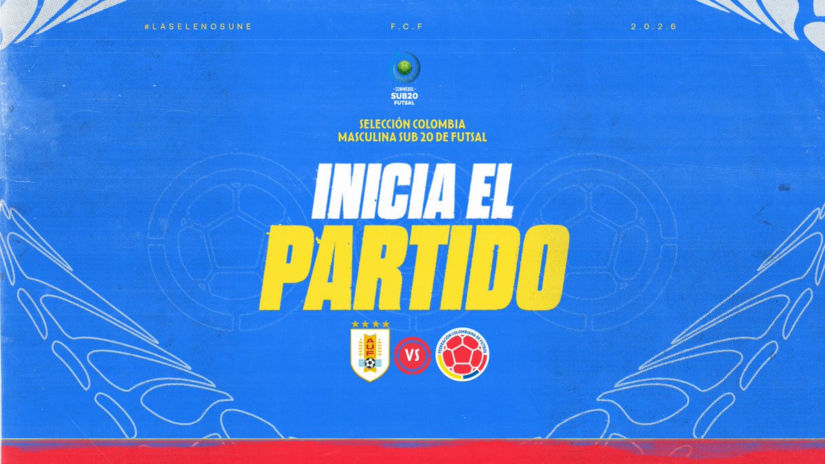 FCFSeleccionCol's tweet photo. Inicia el partido de nuestra Selección Colombia Masculina Sub 20 de Futsal 🆚  🇺🇾

¡VAMOS COLOMBIA! 🇨🇴

#LaSeleNosUne 🇨🇴 https://t.co/dpEfvQxMU4