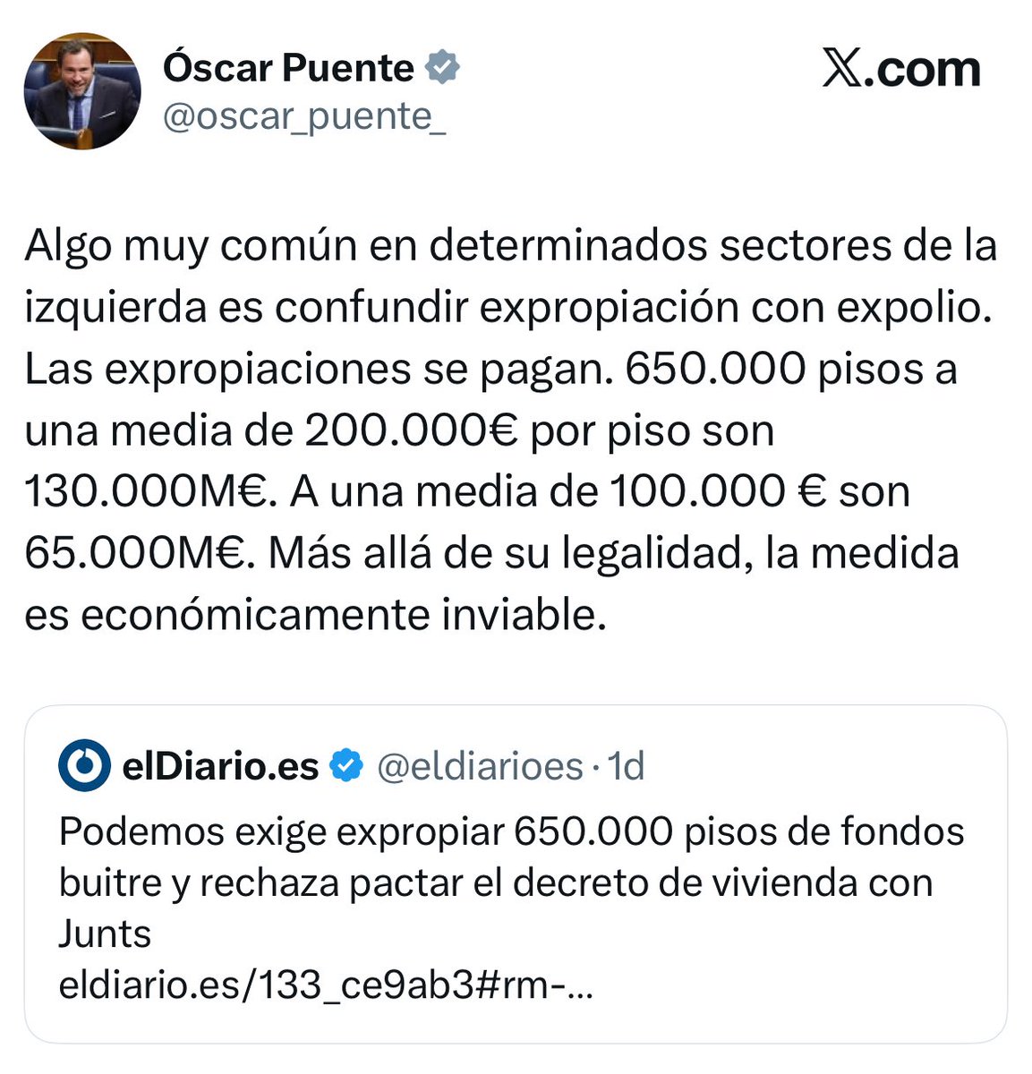 EgioVictor's tweet photo. Que han subido el gasto militar un 50% y ya supera los 40.000 millones, pero Óscar Puente dice que para vivienda no hay dinero.

La que se va a liar en este país va a ser épica… https://t.co/UQAW0vtRuP