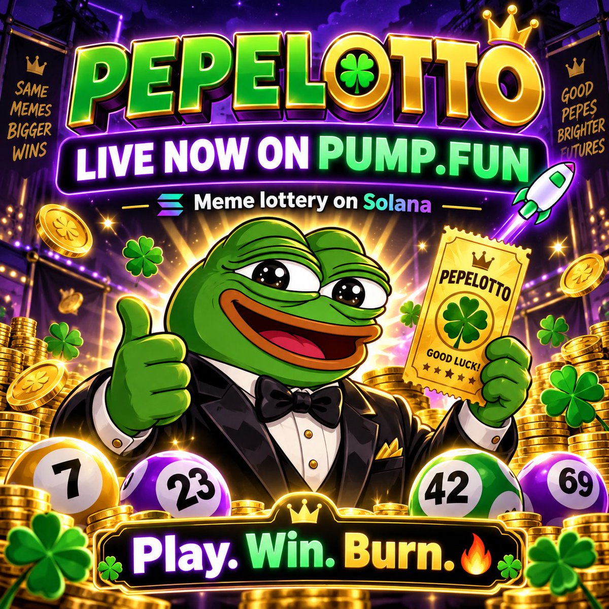 pepelotto_'s tweet photo. CA: H7Y4YsKknjnbZnrKHDM5P1Zia47m4sH3fQtrbEXMpump
PepeLotto is now live on https://t.co/SbPZRnbtZi 🐸🎟️
Meme lottery on Solana.
Play. Win. Burn.
#PepeLotto #PumpFun #Solana #Memecoin #CryptoGaming https://t.co/YwqJzDyWEL