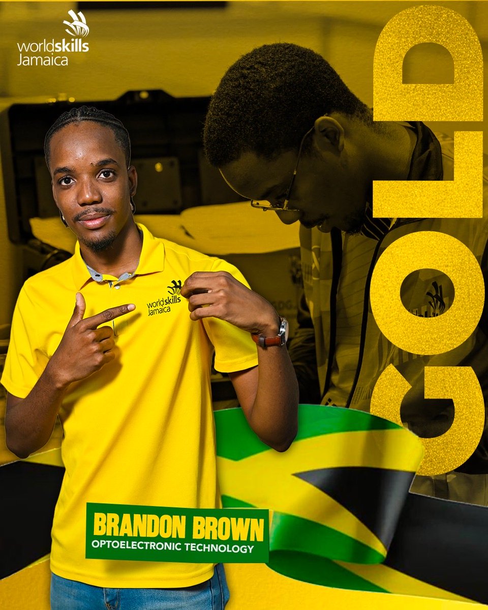 heartnstatrust's tweet photo. Brandon Brown has struck GOLD in Optoelectronic Technology at WorldSkills Shanghai 2026, sharing the top honour with the competitor from Korea.

This marks Jamaica’s first Gold Medal at WorldSkills, the Caribbean’s first Gold Medal, and the second Gold Medal for the Americas. 🇯🇲 https://t.co/diO5OSOcKr