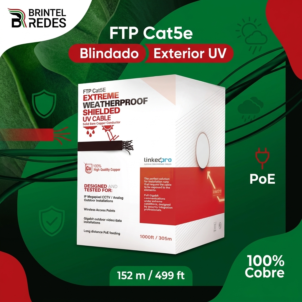 BrintelMX's tweet photo. ¿Sabías que el sol puede tostar y quebrar un cable de red común en pocos meses? ☀️

Si vas a instalar cámaras o enlaces exteriores con PoE, la clave es usar 100% cobre con protección UV y blindaje. Te ahorras dolores de cabeza y garantizas cero pérdidas de señal. 

#RedesLocales https://t.co/nYdMR0we6z