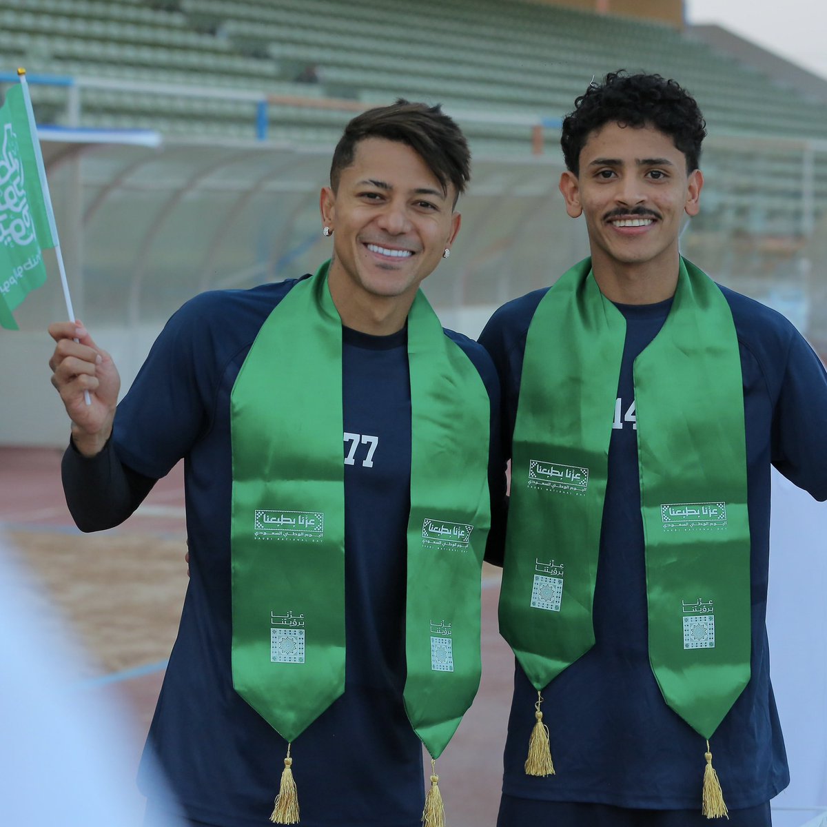 mnbrwashm's tweet photo. 📸 | صور من احتفال لاعبي نادي الوشم باليوم الوطني 🇸🇦💚 https://t.co/v0aN4U6ySk