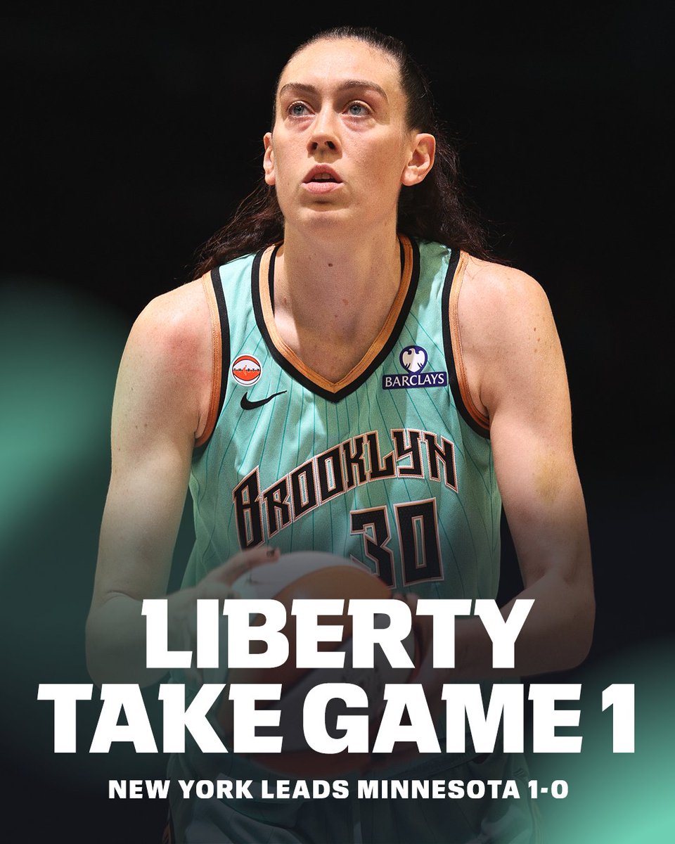 espn's tweet photo. STATEMENT MADE BY BREANNA STEWART AND THE NEW YORK LIBERTY 😤

The No. 8 seeded Liberty take Game 1 on the road vs. the No. 1 seeded Lynx 🗽 https://t.co/ckIpRibFIZ
