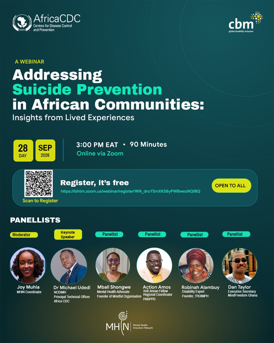 triumph_uganda's tweet photo. 📢 TOMORROW! Our Executive Director, @AlambuyaRobinah , joins an esteemed regional panel hosted by @AfricaCDC, @CBM_Global, &amp; @MHINnovation!

🌍 Topic: Addressing Suicide Prevention in African Communities: Insights from Lived Experiences
🔗 Register here: https://t.co/uiSDJ0hyJi https://t.co/xA4BJo1L7n