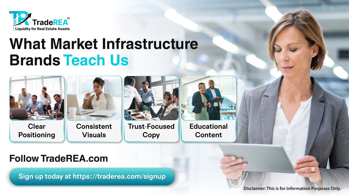 traderea_'s tweet photo. Market infrastructure brands show that trust is built through clarity, consistency, and responsible communication.

For TradeREA, that means clear positioning, consistent visuals, trust-focused copy, and educational content that helps users understand the platform before moving forward.

Sign up today at: https://t.co/SNUsn5cldw