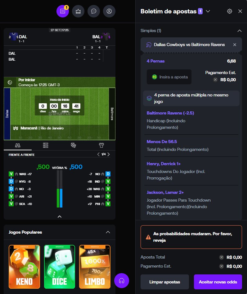 _felipezm's tweet photo. @NatiAmbas Ainda dá pra pegar esse 6.68x no jogão da NFL no maracanã! Reavens -2.5 Total -56.5 Derrick Henry 1 TD Lamar Jackson 2 passes para TD  Vem com a Shufle, bonus de level up, bonus mensal, bonus semanal, bonus de aniversário e muito mais! https://t.co/LxXE52wIMr https://t.co/0eM1rLDMQF