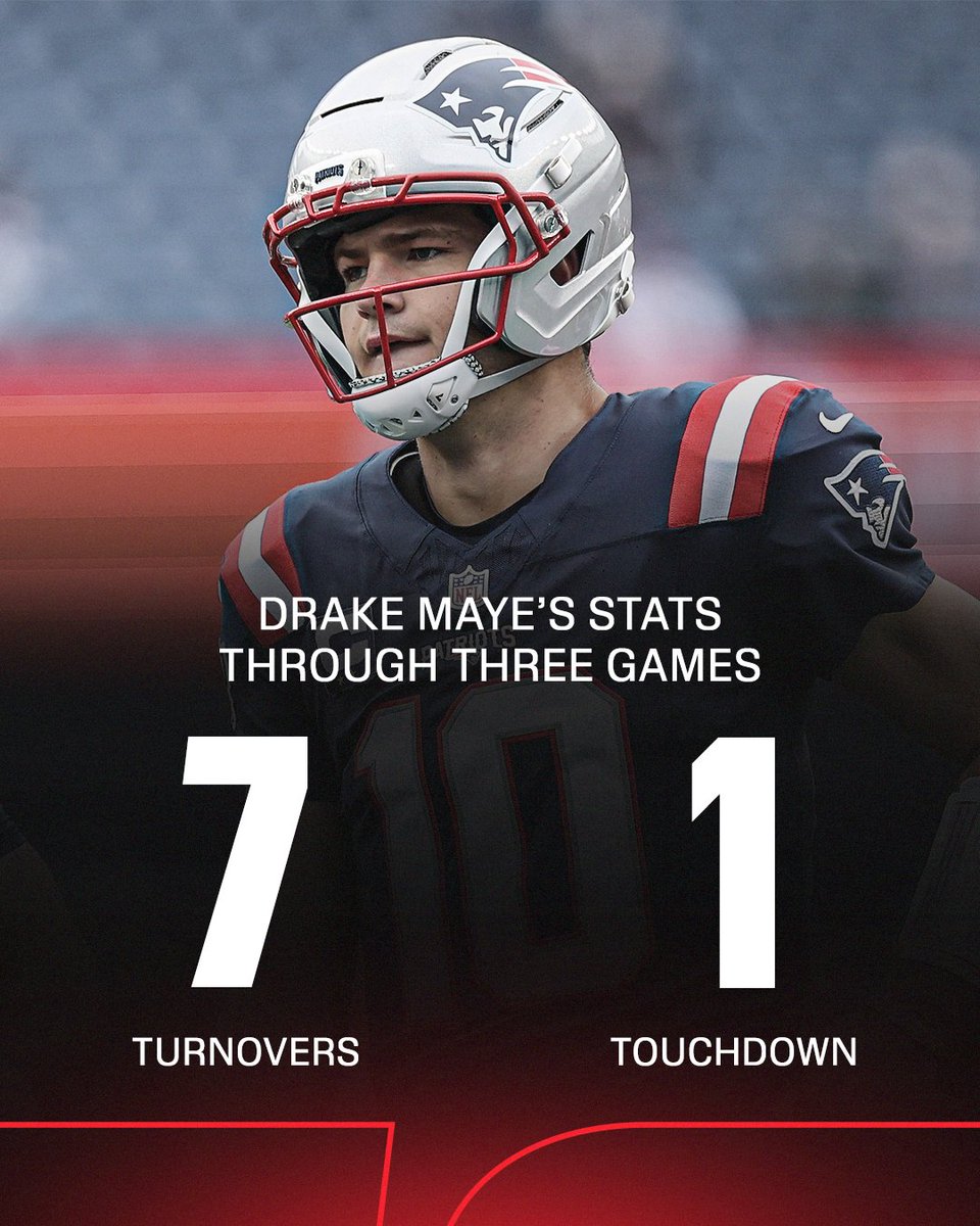 SportsCenter's tweet photo. Drake Maye is having a rough start to the season 😬 https://t.co/8ugjAUVzxy
