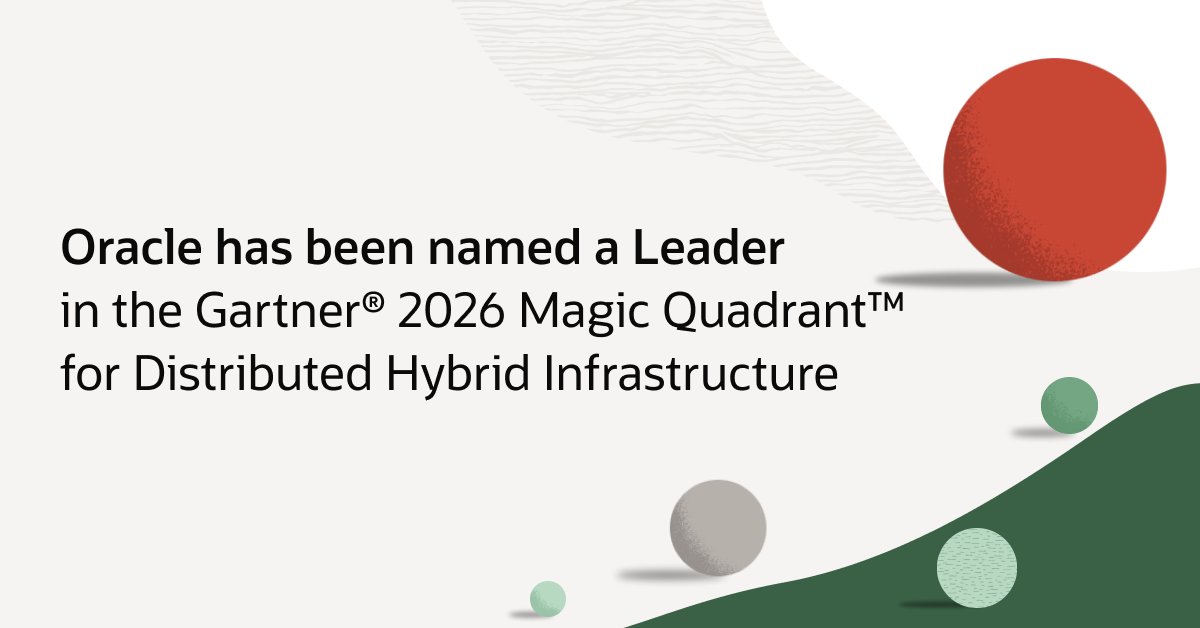 OracleCloud's tweet photo. ICYMI: With public cloud parity, a distributed cloud portfolio built for virtually any environment, and strong multicloud support, we’re proud to be setting the standard for distributed cloud in the AI era. 

Learn why we’ve been recognized as a Leader for four years in a row. https://t.co/9NXZBQe8w3