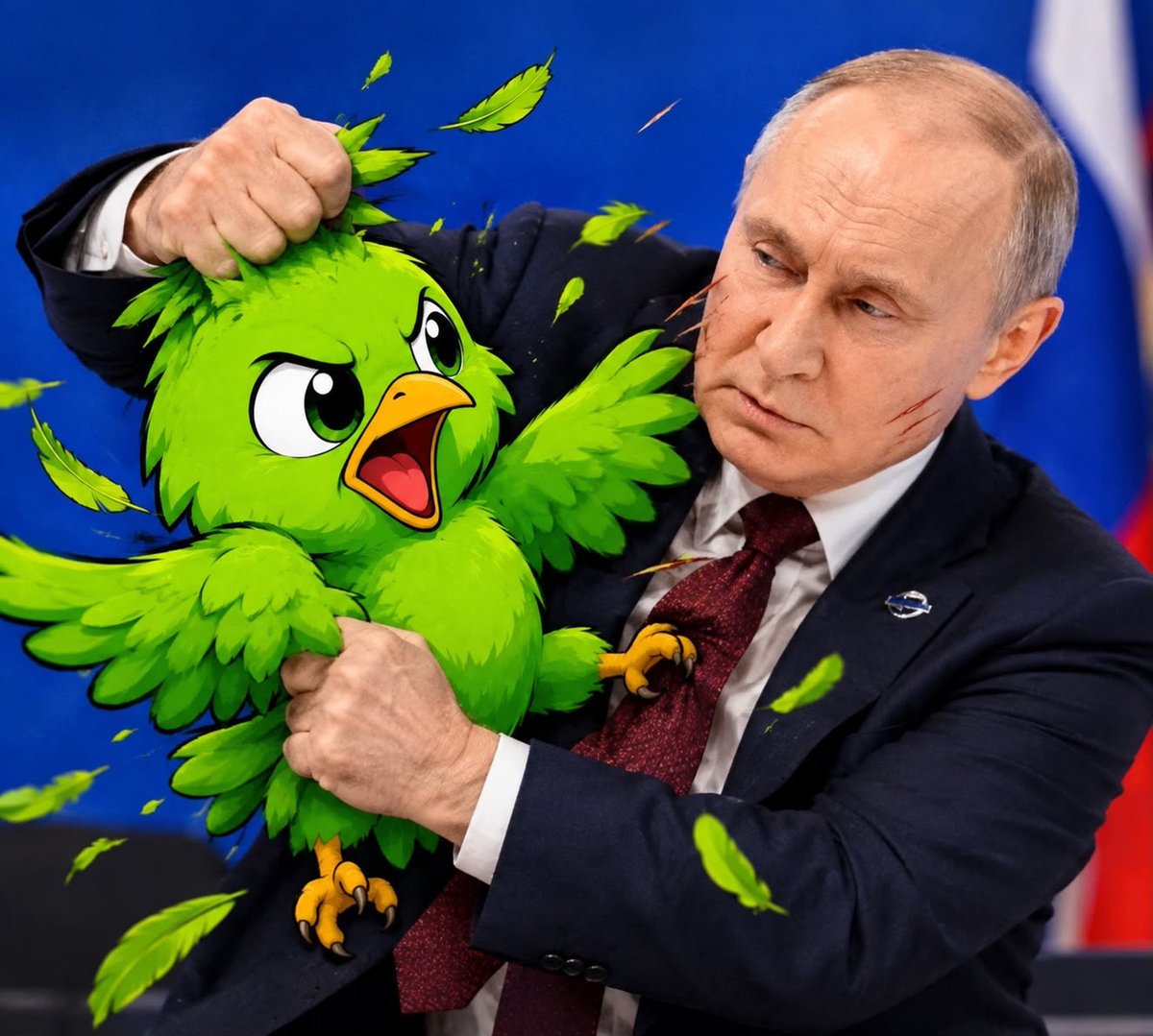 GreenBirdmeme's tweet photo. Putin chose the wrong bird to mess with.

$GBIRD 🐦

The Green Bird does not negotiate. https://t.co/bmobCgKesv