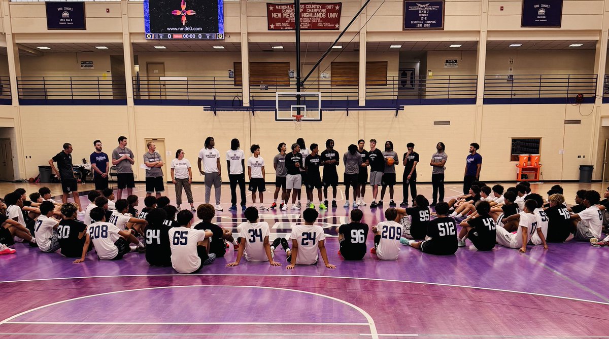 NMHU_Athletics's tweet photo. 🏀 Coach Scott Waterman and his staff hosted a big crowd for the NMHU Prospect Camp on Sunday afternoon in historic Las Vegas.

#ThisIsHighlands https://t.co/zPLLOltuZN