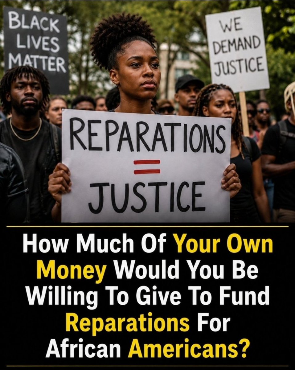 Jolie_Miller09's tweet photo. Everyone loves talking about reparations until it’s their own paycheck.

So how much of your money are you willing to give?
Drop the real number. https://t.co/bM4zcuaG1T