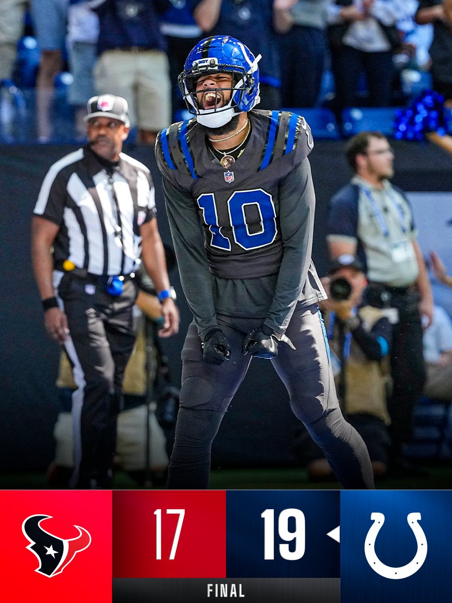 FINAL: The @​Colts pick up their first win of the season! 
 [📷](https://pbs.twimg.com/media/HTP8HZuaMAAUAFc.jpg) https://pbs.twimg.com/media/HTP8HZuaMAAUAFc.jp