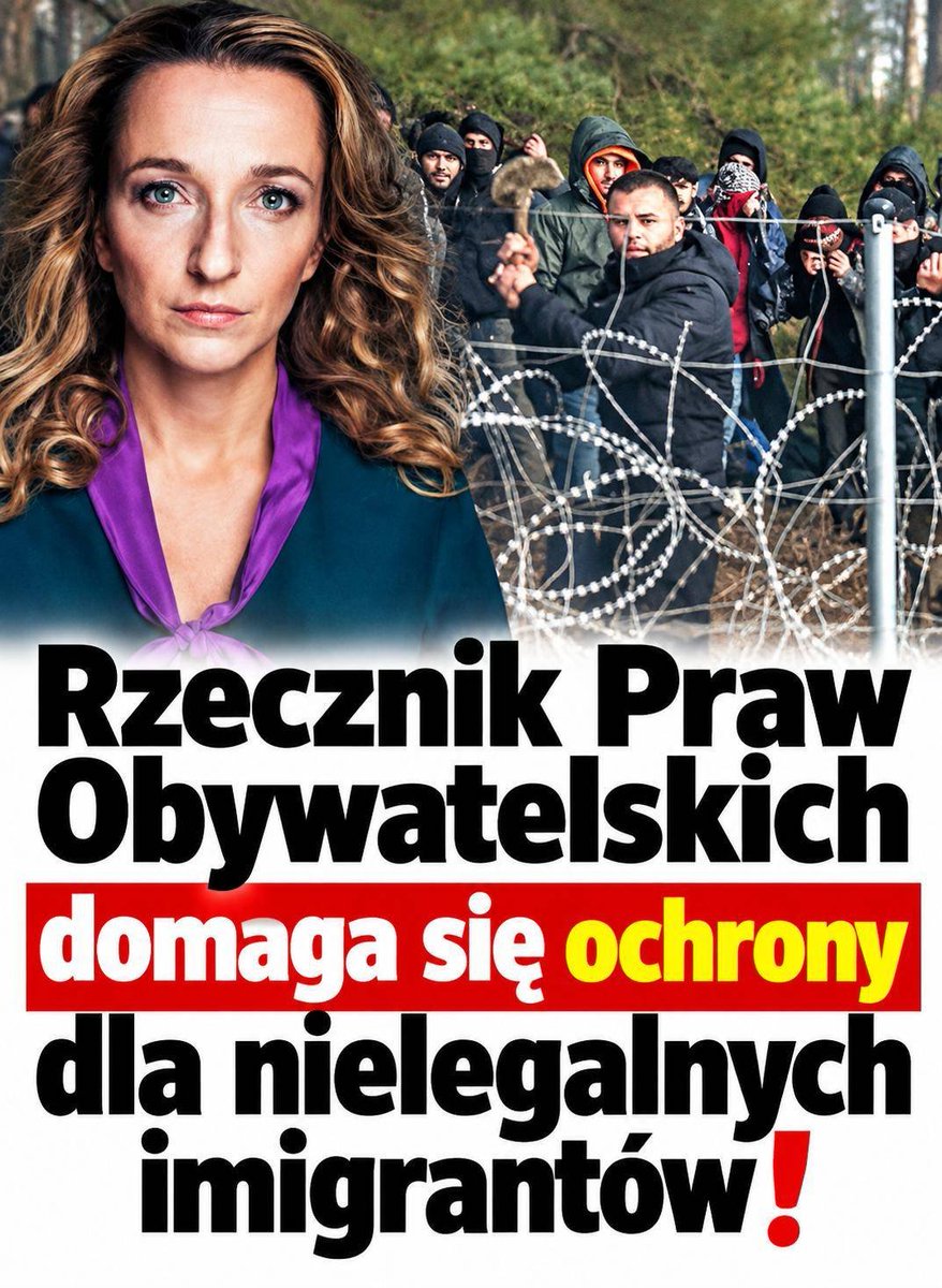 PUsiadek's tweet photo. Rzecznik Praw Obywatelskich będzie się domagać ochrony dla nielegalnych imigrantów❗

Sylwia Gregorczyk-Abram była w piątek gościem Radia ZET. Jeden ze słuchaczy zapytał, czy podejmie realne działania w sprawie pushbacków i zawieszenia prawa do azylu.

Uznała pushbacki i ograniczenie prawa do azylu za rozwiązania sprzeczne z Konstytucją i Konwencją Genewską.

Powiedziała też, że jej biuro reaguje, gdy dostaje informację, że ktoś będzie przekraczał granicę i potrzebuje ochrony. Dodała, że takie sprawy wpływają do biura, a ono jest bardzo aktywne.

Na koniec padło zdanie: tej ochrony będziemy się domagać.

Urząd konstytucyjny opłacany przez polskich podatników deklaruje reagowanie na sygnały o osobach, które dopiero zamierzają przekroczyć granicę.

To nie jest granica jak każda inna. To granica, przez którą Białoruś od lat prowadzi operację wymierzoną w Polskę. Sprowadza ludzi samolotami, dowozi pod płot i wypycha na naszą stronę.

Wydajemy miliardy złotych na ochronę tej granicy, a RPO cały ten trud sabotuje!

Rzecznik Praw Obywatelskich, tylko dlaczego nie polskich?⁩