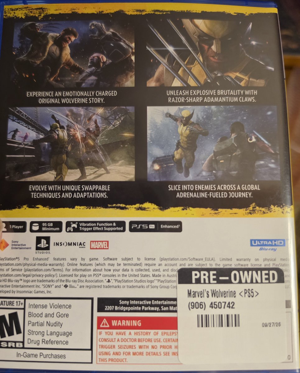 TrigonHex's tweet photo. @insomniacgames I just got mine pre-owned at Gamestop! You don't deserve my money! https://t.co/91pfA05sH6