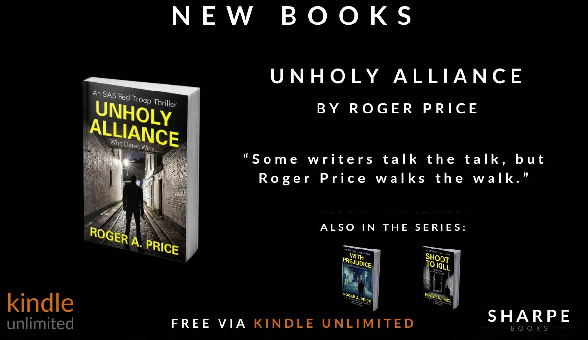 SharpeBooks's tweet photo. Free via #kindleunlimited
#NEWBOOKS Unholy Alliance, by @RAPriceAuthor
"Some writers talk the talk, but Roger Price walks the walk." Stephen Leather
https://t.co/GPxvtxvUqI

#crimefiction #specialforces #terrorism https://t.co/8i9S7qJLkP