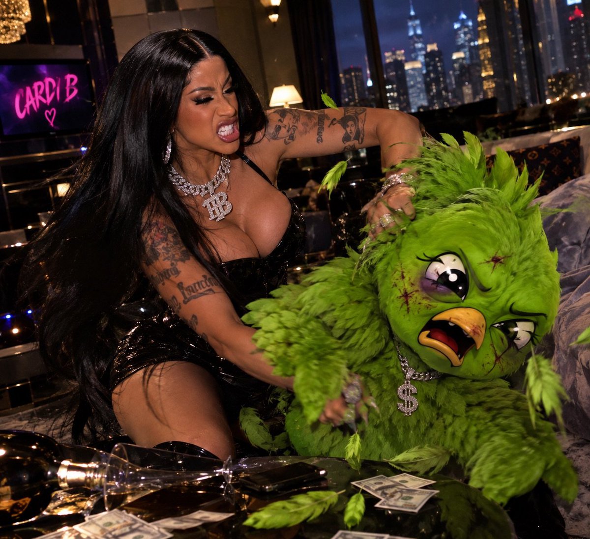 GreenBirdmeme's tweet photo. 🚨 BREAKING: Cardi B has officially lost patience with the Green Bird.

The beef nobody saw coming.

$GBIRD 🐦 https://t.co/kdk3l6FiF4