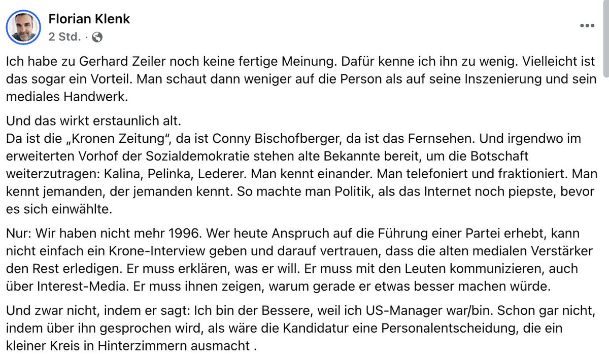 SolautSonja's tweet photo. "Das Merkwürdige an dieser Geschichte ist aber weniger Zeiler selbst, als der Zeitpunkt. Die SPÖ steht vor einem politischen Herbst, in dem sie als Regierungspartei zeigen müsste, was sie kann. Es ist ihre letzte Chance."

https://t.co/uMzX9twVHR https://t.co/wbqd7zM82l
