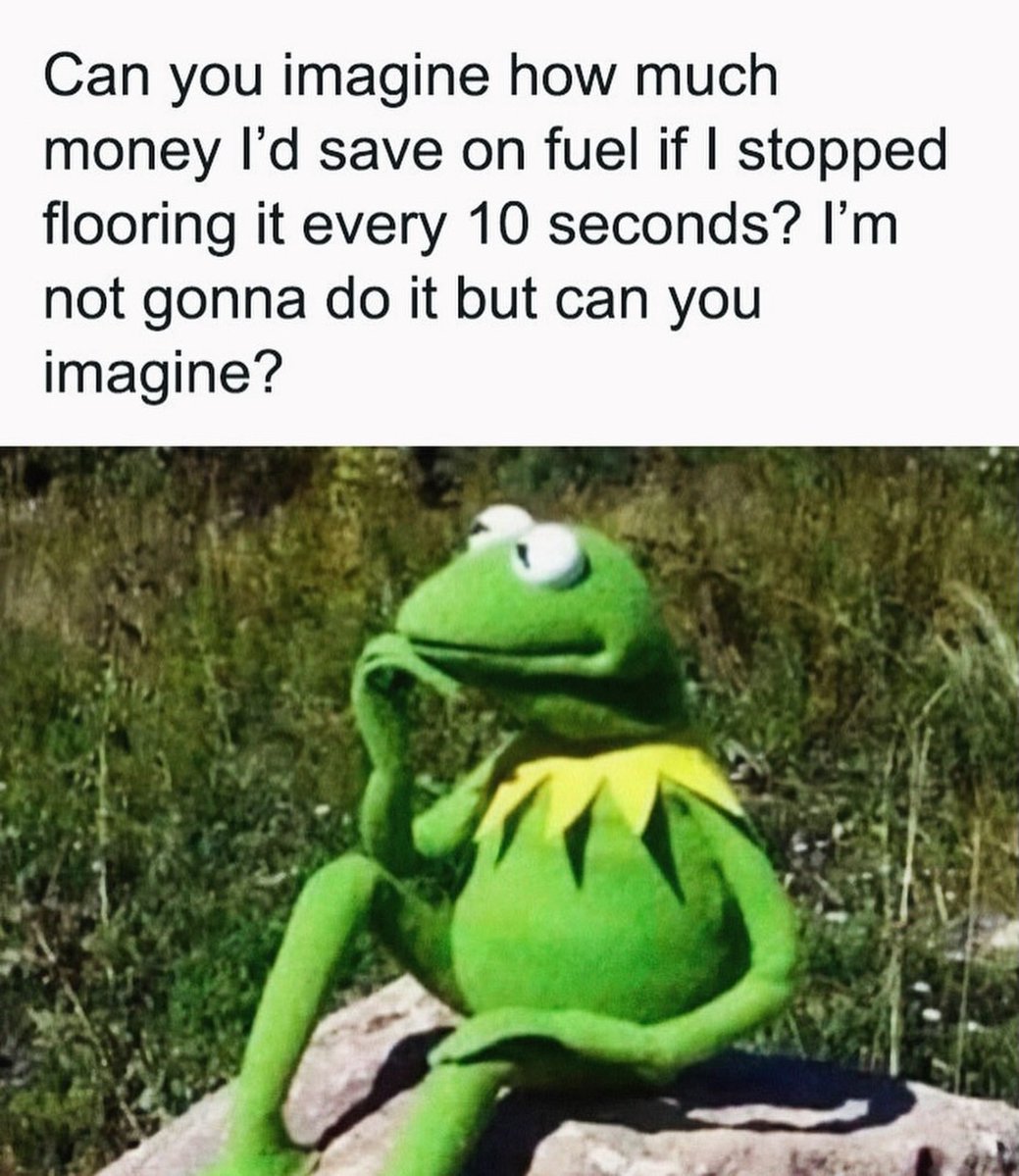 EmmaVV212's tweet photo. My wallet wants better gas mileage but my right foot has other plans 🐸⛽

Anyone else 😂 https://t.co/ycW1qc8pmP
