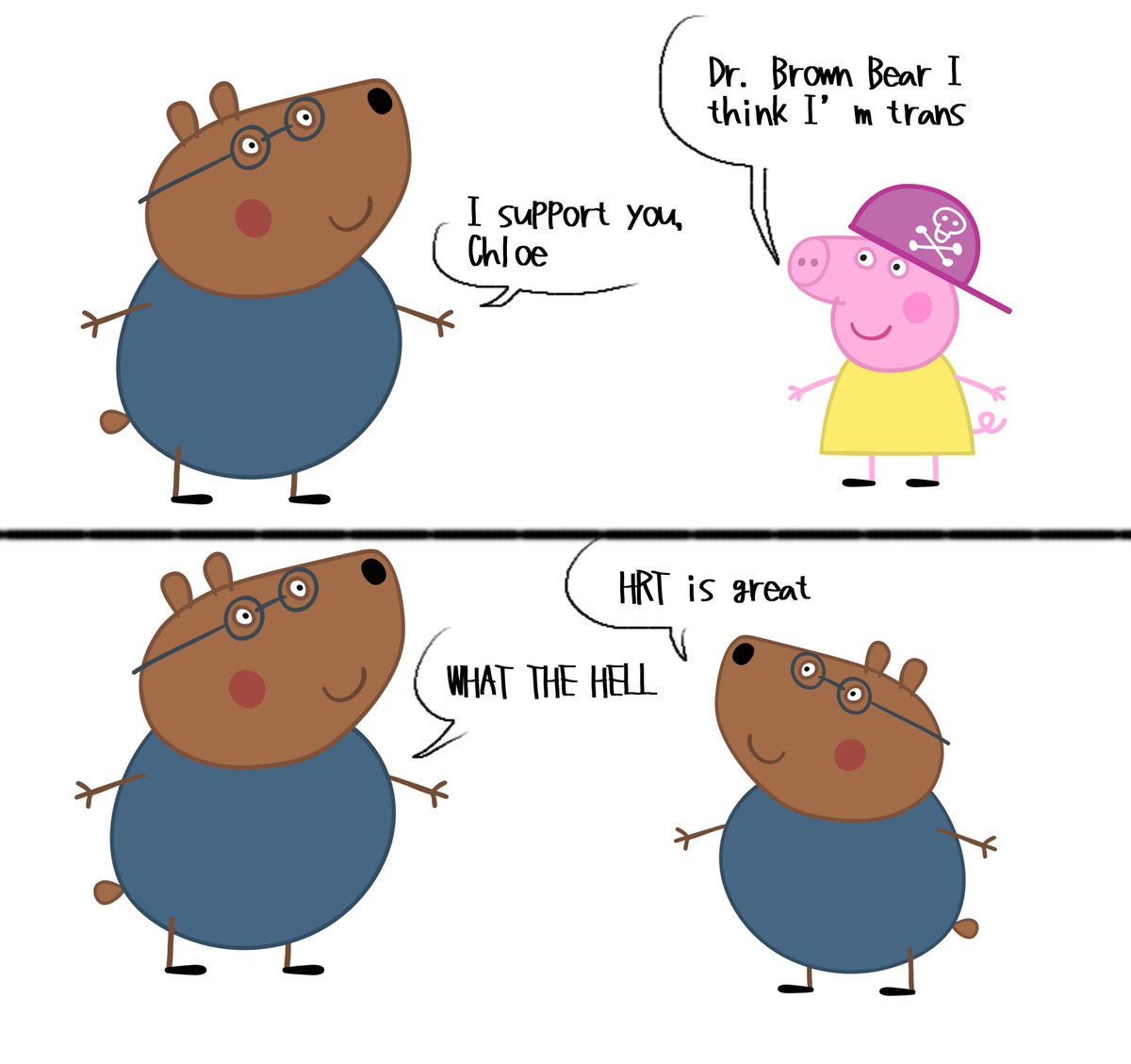 ositocomunista_'s tweet photo. Did this w the two FTM characters in my AU (The Puppeteer) because trans adults were once trans kids/teens
#peppapig #peppapigfanart #peppatwt #peppapigtwt https://t.co/0Z15A6aKCW