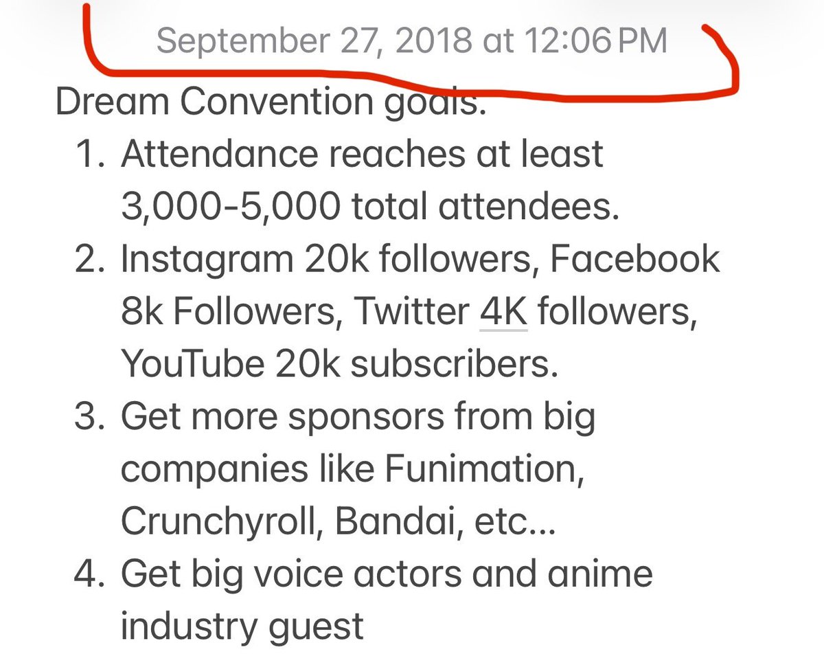 playthatjohn's tweet photo. 8 years ago I made these notes after the first Dream Con. 

Dream Con 2018 had just finished and a lot of people don’t know but I was very discouraged when we only pulled in 800~ people vs. what I had hoped to see (2-3k attendance).

I thank god everyday we didn’t give up. https://t.co/06fJCmAOgJ
