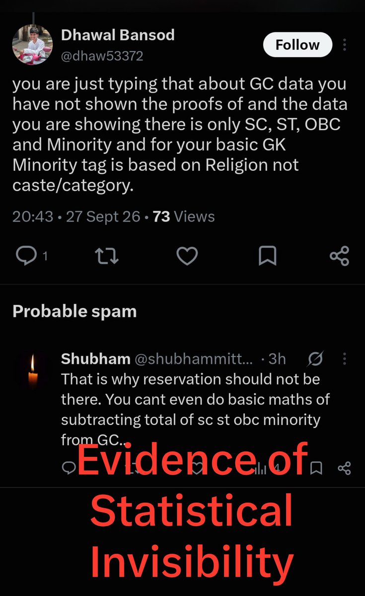 Swapnavatar's tweet photo. To @narendramodi @PMOIndia
#NCRB suicide tables: SC+ST+OBC+Minority β Total.
The gap is GC - the largest group - with no row of its own.
The missing row caused the misinterpretation - #StatisticalInvisibility.
Please hire better data scientists.
#DataIntegrity #StudentSuicide
π https://t.co/1i4nZo7Nc0