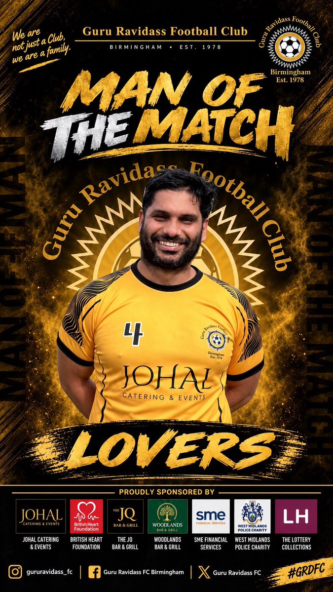 GuruRavidassFC's tweet photo. ⚽️ Home County Cup Result - Roger Wood Memorial Cup ⚽️

Guru Ravidass FC 4 - 2 Long Itchington FC

Goalscorers:
Troy ⚽️⚽️
Lamin ⚽️
Habz ⚽️

MOTM:
Lovers 🏆

#GRDFC
#WarleyDSL
#Season25_26 
#SundayLeagueFootball
#GrassrootsFootball
#CountyCup https://t.co/IiNxmXXh3N