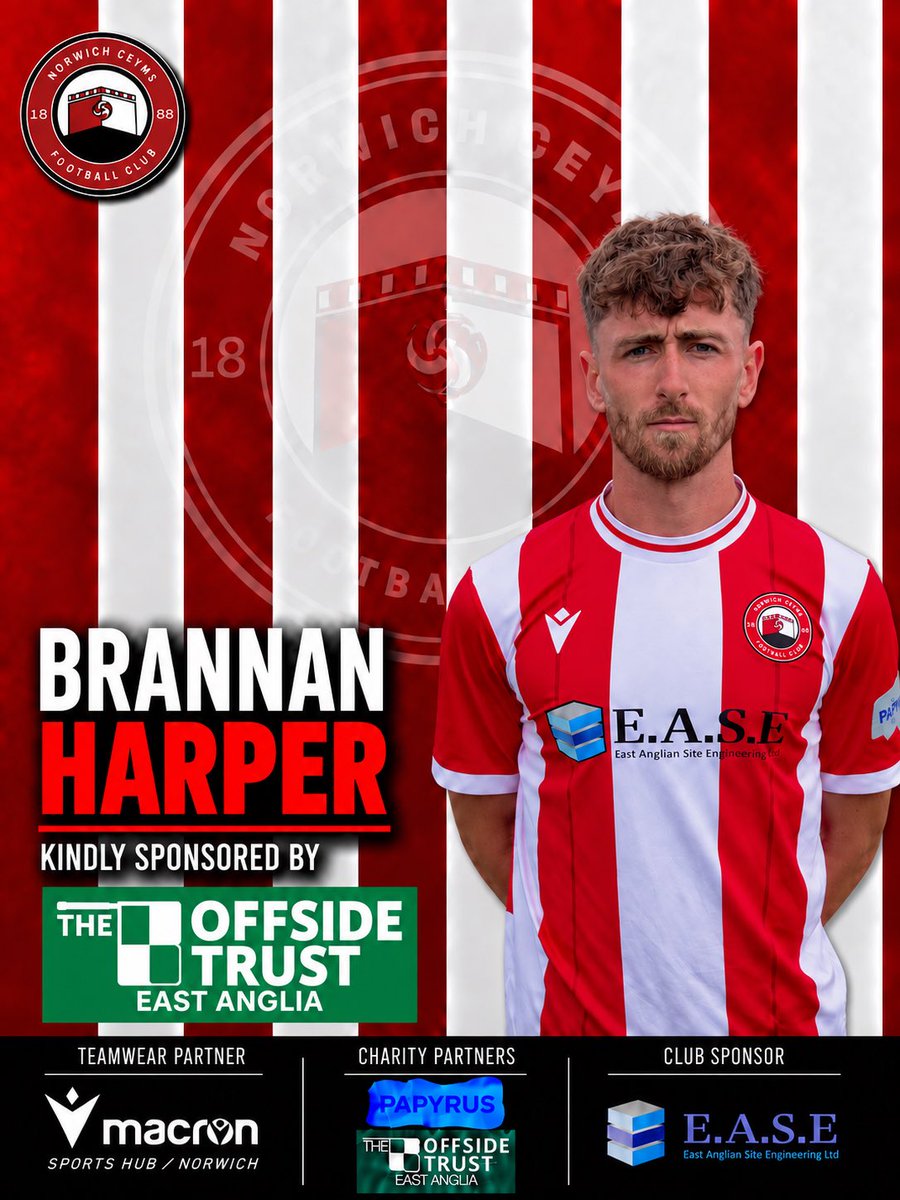 NorwichCeyms's tweet photo. SPONSORSHIP APPRECIATION: 🔴⚪️

A massive thank you to @OffsideTrust for sponsoring first team player Brannan Harper for the season.

Your support is greatly appreciated 🤝

#COYCEYMS ❤️🤍 https://t.co/hvXnHQALvX