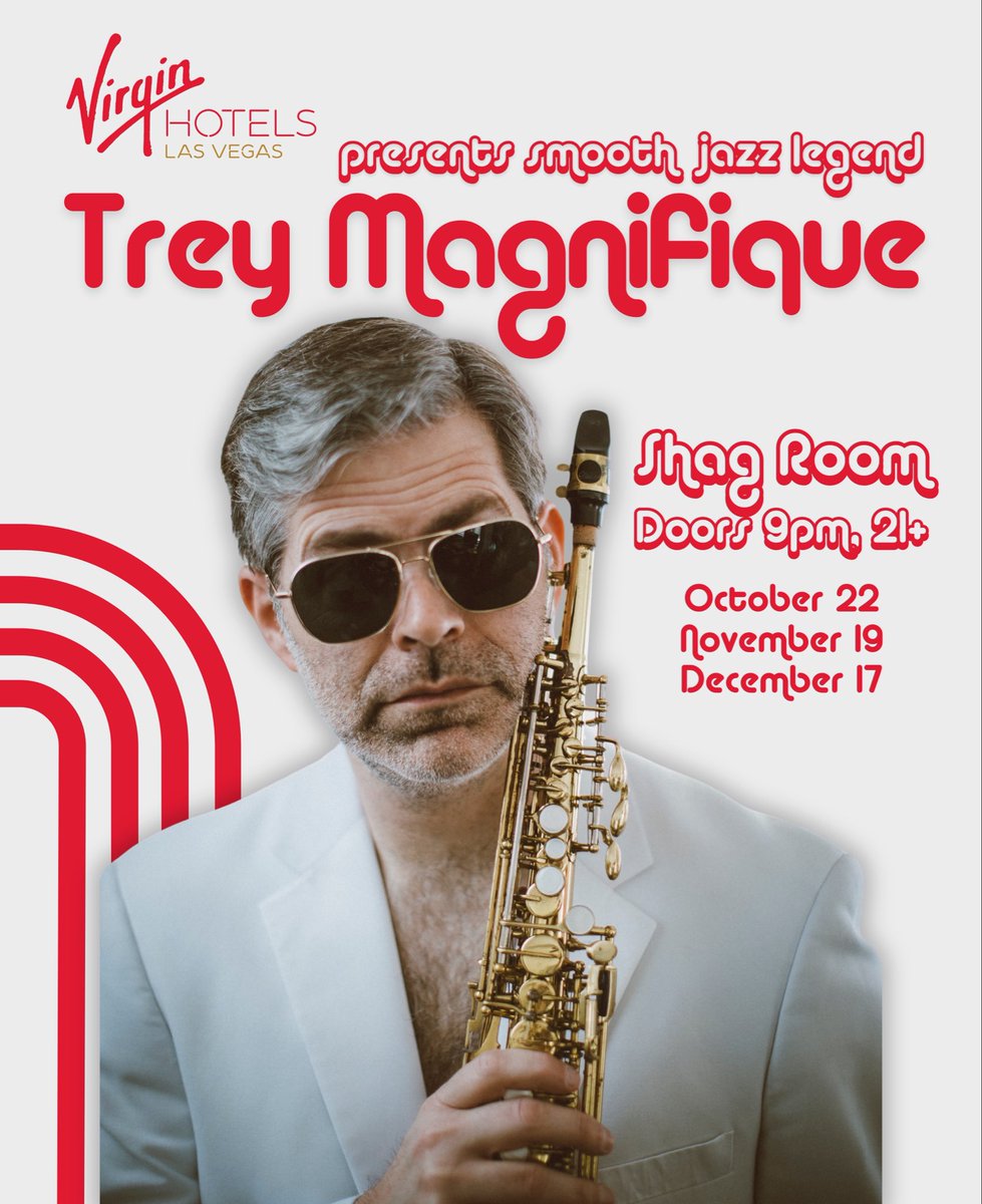 bwecht's tweet photo. Jazz is coming BACK TO VEGAS, BABY. Catch Trey Magnifique and the smoothest jazz in the west this Oct, Nov, and Dec at in Shag Room at @VirginHotelsLV. https://t.co/P9sgSePySI