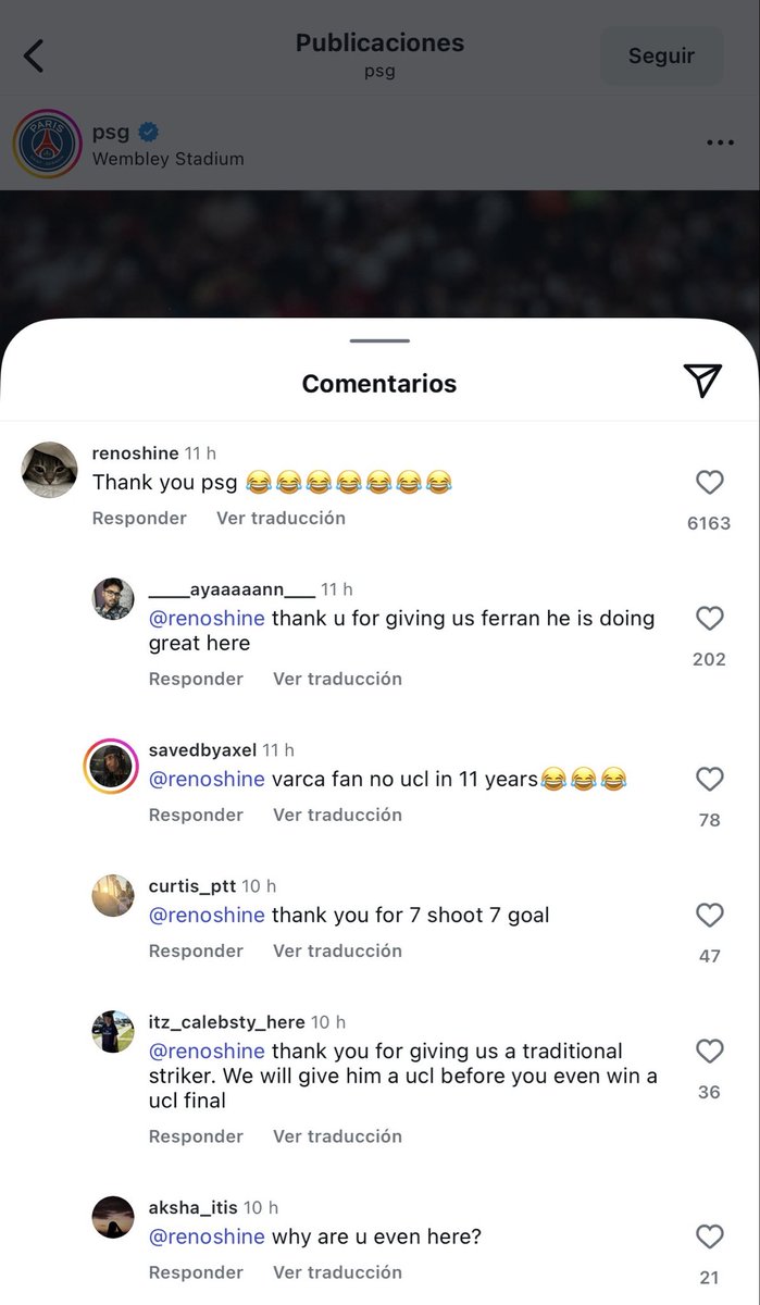 sarahiba312's tweet photo. lo de los culés yendo al instagram del PSG para tirarle hate a ferran qué es? tanto daño os ha hecho? parecéis un ex resentido que no supera 😂😂😂 dais vergüenza ajena (y los fans del psg defendiéndolo 😮‍💨) https://t.co/0GCOSGcTSz
