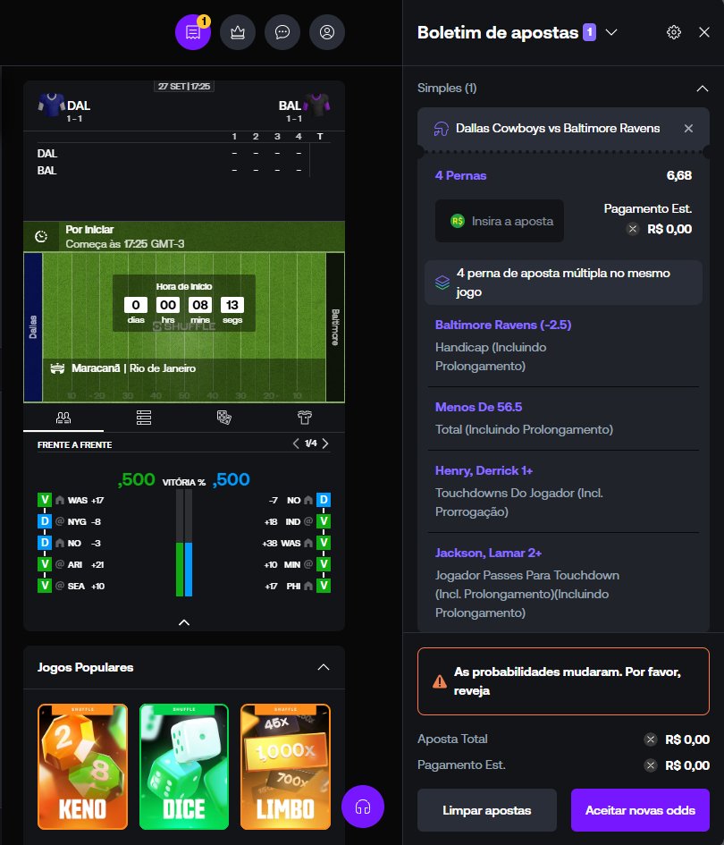 _felipezm's tweet photo. @OddsAltas Ainda dá pra pegar esse 6.68x no jogão da NFL no maracanã!  
Reavens -2.5  
Total -56.5  
Derrick Henry 1 TD  
Lamar Jackson 2 passes para TD  
Vem com a Shufle, bonus de level up, bonus mensal, bonus semanal, bonus de aniversário e muito mais! https://t.co/LxXE52wIMr https://t.co/o5PlXPHrkE