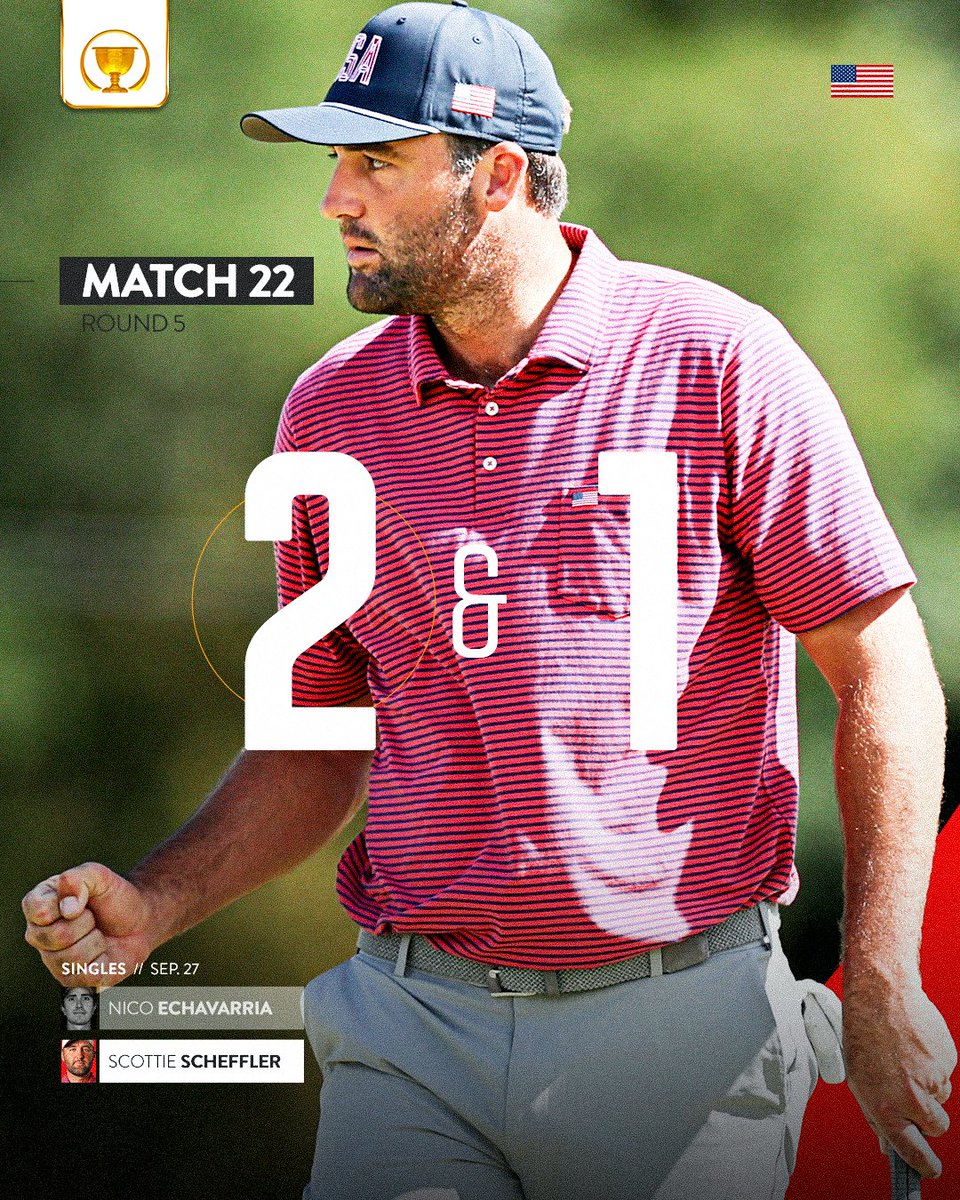 PresidentsCup's tweet photo. Scheffler secures another point for the U.S. Team!

#PresidentsCup | #USTeam https://t.co/85aNh7807q