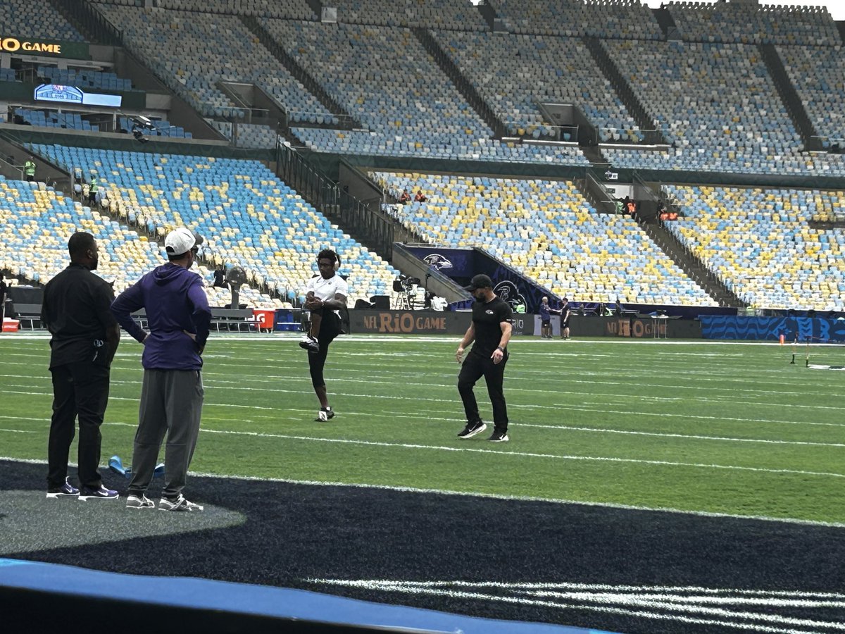 toddarcher's tweet photo. Zay Flowers set to test his ailing hamstring. https://t.co/NbV7qNIIun