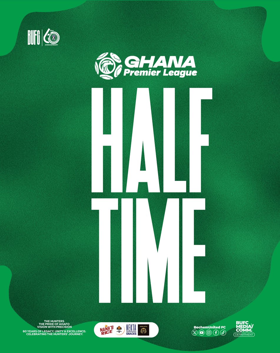 BechemUnitedFC's tweet photo. We lead at the break !
Bechem United 1οΈβ£ π 0οΈβ£ Dreams FC
#BUFCπ
#GPLMD4 #GPL2026
#BechemDreams https://t.co/NwXZPw4exj