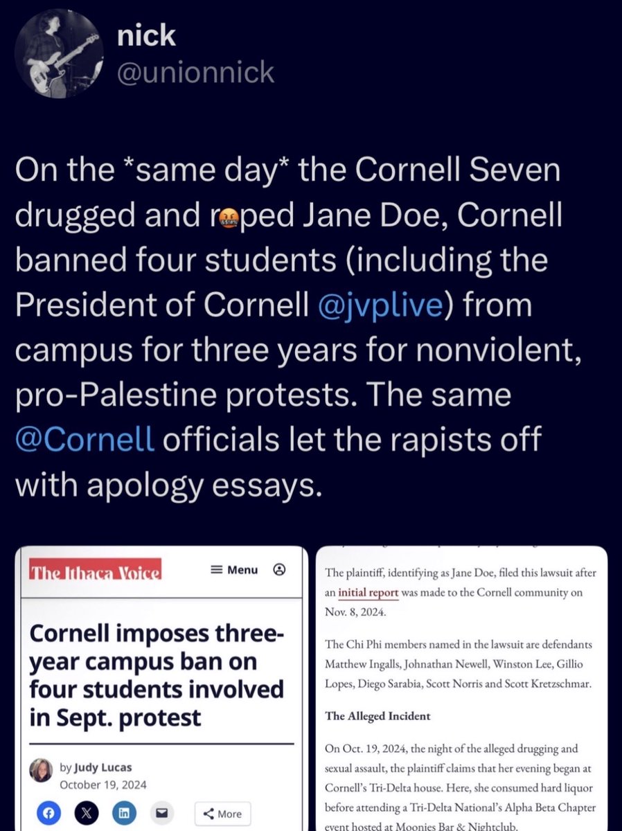 MarkA79275's tweet photo. @landpalestine Never forget what Cornell did to students who were protesting for Palestinian human rights https://t.co/m7ns5IYMN3