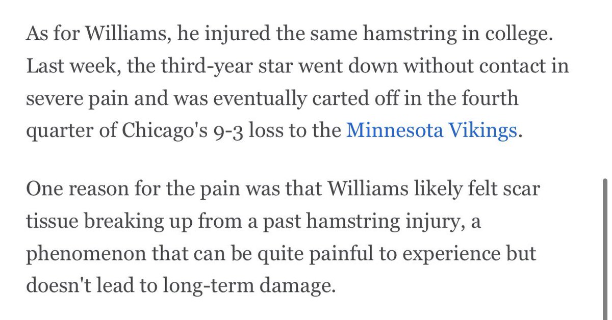 RapSheet's tweet photo. From this article: Scar tissue breaking up from a previous injury can be extremely painful. https://t.co/I0e1sHzIsn