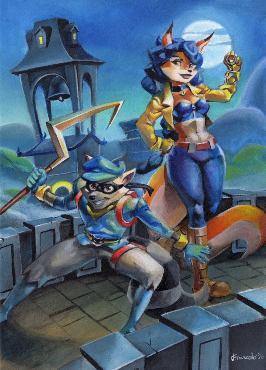 garrettsimpson1's tweet photo. Kuddly pal ( https://t.co/6qU1FjBVf0 ) is rocking the oil painting aesthetic on some Sly Cooper art for me!

#slycooper #furry https://t.co/qEBni6mkYh