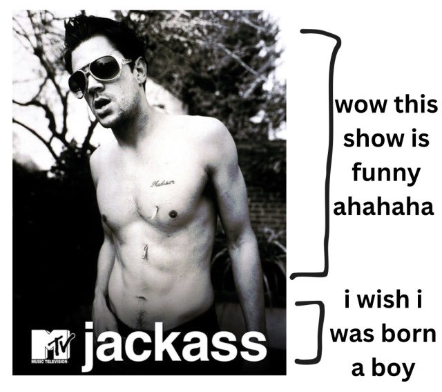 tw1glet0's tweet photo. me when i'm genderqueer and dysphoric but i also watch jackass too much @ddangerehren https://t.co/xR2PXwzmeH