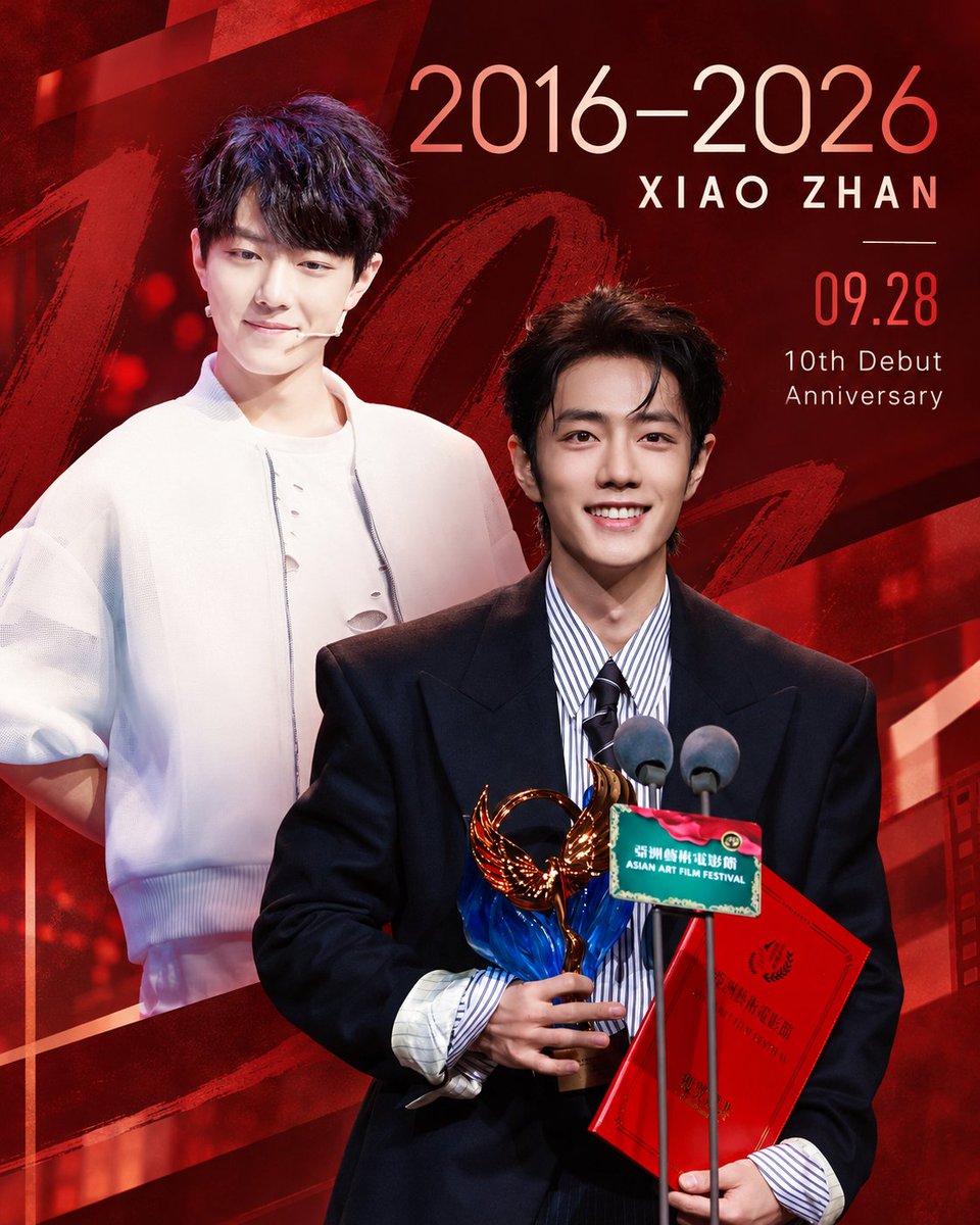 Xiao_Zhan_World's tweet photo. Ten years ago, you made your debut, and I don’t think anyone could have fully imagined just how far this journey would take you. Over these ten years, you have grown so much, not only as an artist, but also as a person. From your debut in 2016 to this moment in 2026, these ten years tell a story of growth, courage, dedication, and dreams slowly turning into reality. 
 
What makes your journey so special is not just the success, but the sincerity, hard work, and quiet strength you’ve carried with you all the way. Thank you for every effort you made, every step you took, and every moment that brought you to where you are today. Thank you for every role, every song, every stage, and every memory.  

Happy 10th debut anniversary, Xiao Zhan! Thank you for staying true to yourself, for continuing to grow, and for giving people so many reasons to admire you and support you. May the next chapter of your journey be even brighter, freer, and more beautiful than the last. I hope the road ahead brings you even more happiness, freedom, and beautiful moments than ever before. ❤️

XIAO ZHAN TEN YEARS EMPIRE
#XiaoZhan10thDebutYear #XiaoZhan