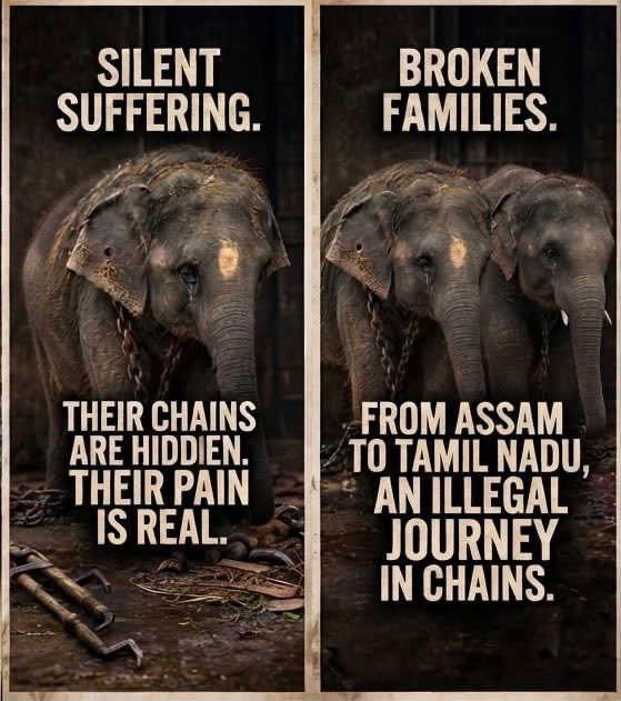 KanyaaKaushik's tweet photo. Five elephants arrived in Tamil Nadu.
But their journey didn't begin at the Tamil Nadu border.
Their real histories began years earlier—in Assam.
That's why we need to know what the original ownership, birth, DNA and microchip records actually say.
#FreeTheFive https://t.co/etEmRCP19V