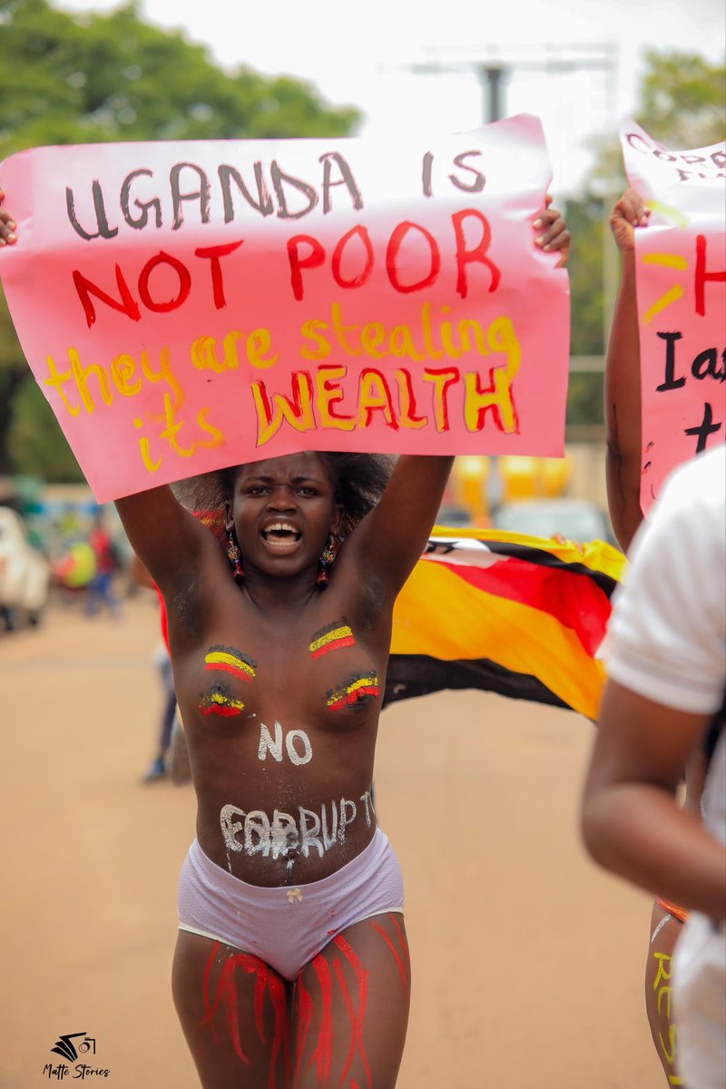 AnnahAshaba's tweet photo. “Uganda is not poor. They are stealing its wealth.” Aloikin Praise, September 2024 during a nude protest against the rot in parliament.

The thieves walk freely or get brief house arrests.

Yesterday, this young brave mother who was abducted for stating the obvious. 
#FreeAloikin https://t.co/Wn6VlLG1yM